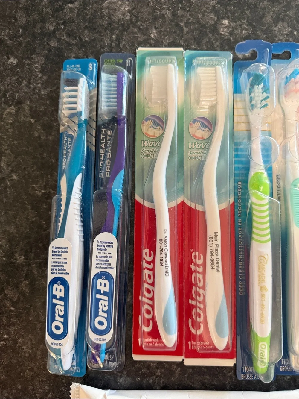 8 Assorted Pack of Branded Toothbrushes - Oral-B, Colgate, GUM Dentist Brush